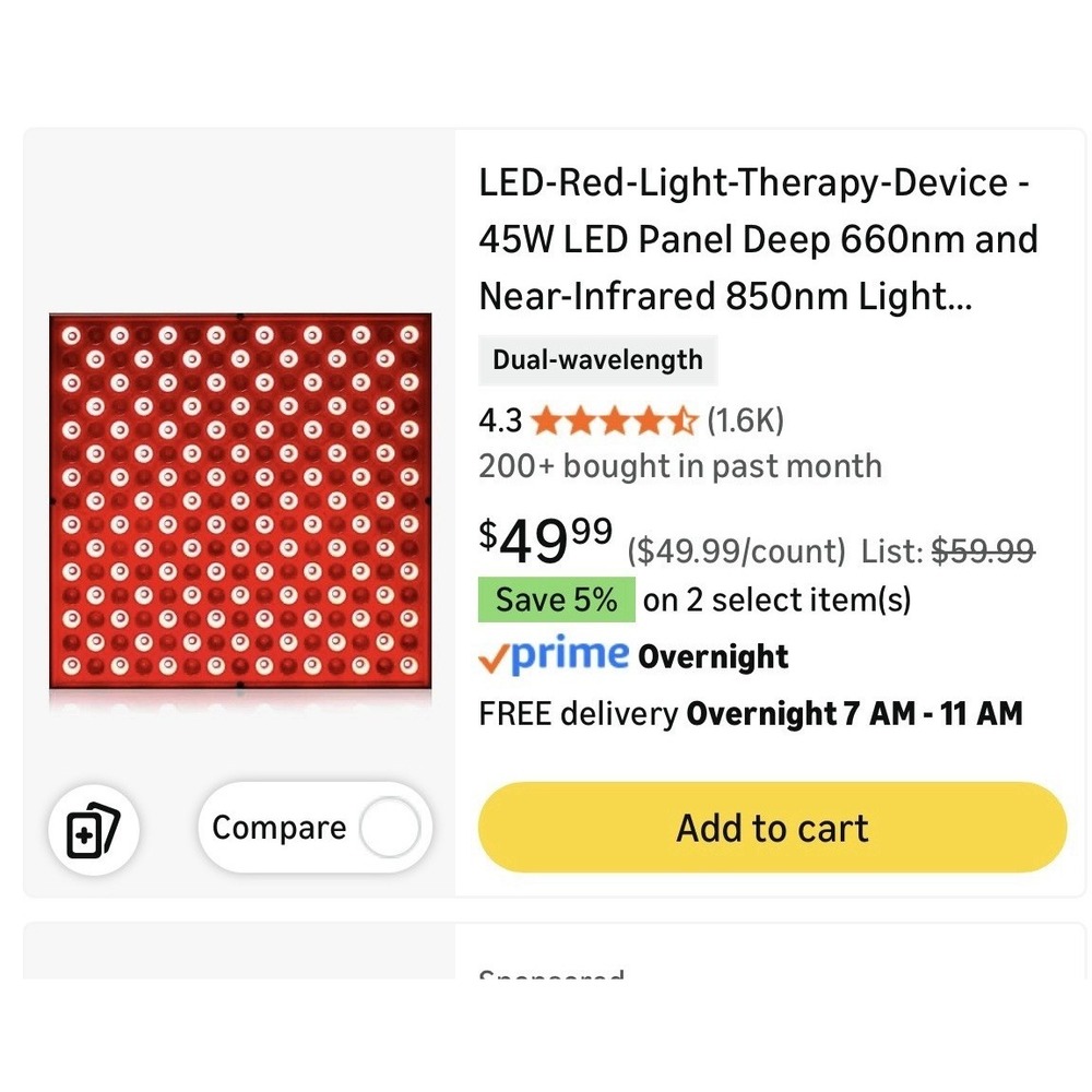 Rhmip Red Light Therapy Device 45W LED Panel Deep 660nm and Near-Infrared 850nm - Picture 5 of 7